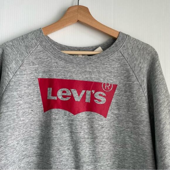 Levi’s classic logo Crewneck sweatshirt pullover long sleeve grey with red logo - Picture 3 of 9